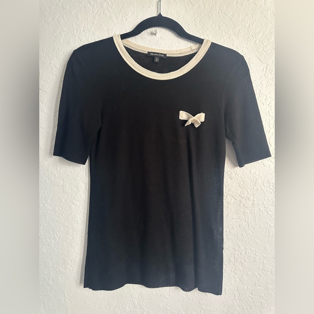 Massimo Dutti Black Top with Cream Accents